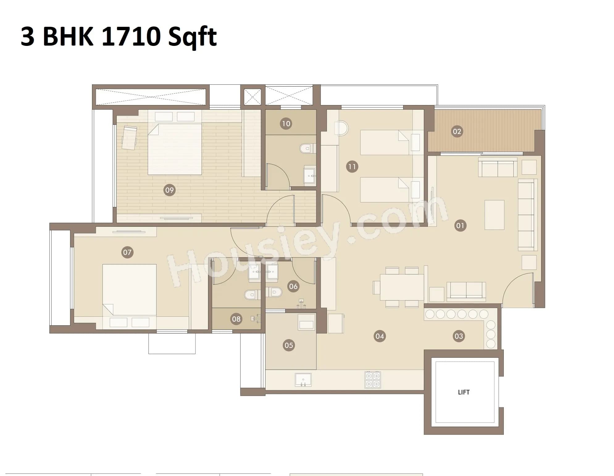Unit plan - 974 sq.ft.