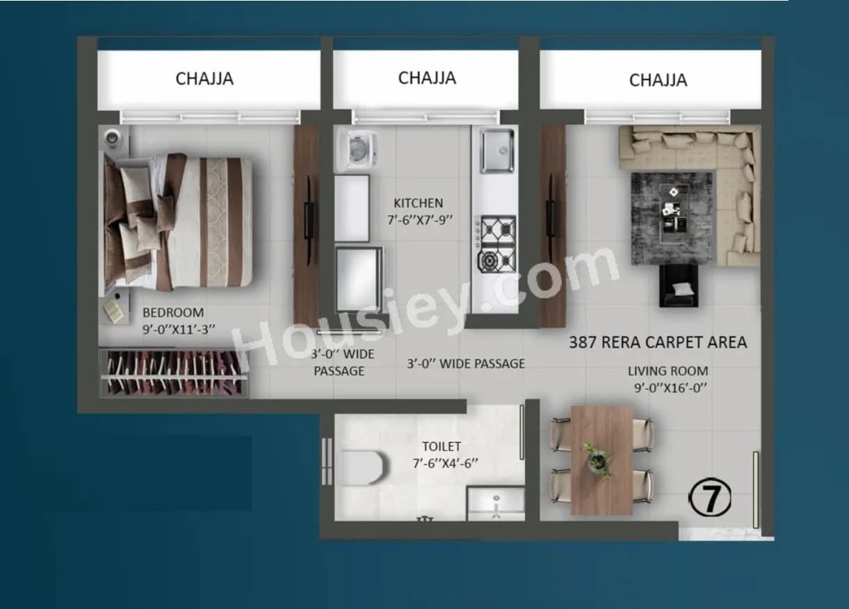 Unit plan - 387 sq.ft.
