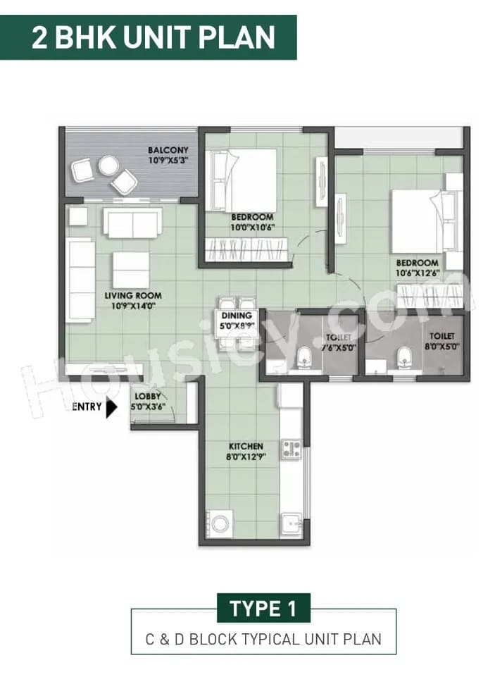 Unit plan - 747 sq.ft.