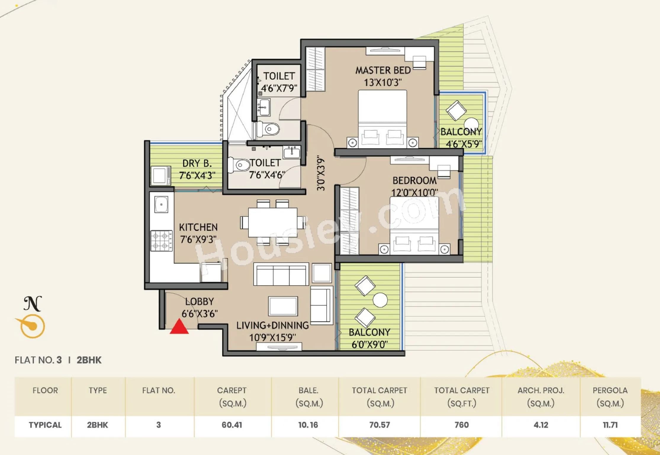 Unit plan - 760 sq.ft.
