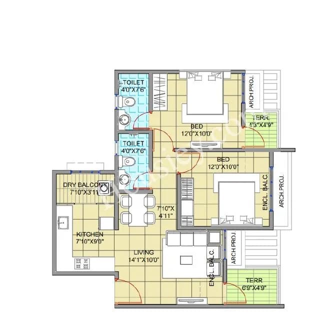 Unit plan - 741 sq.ft.