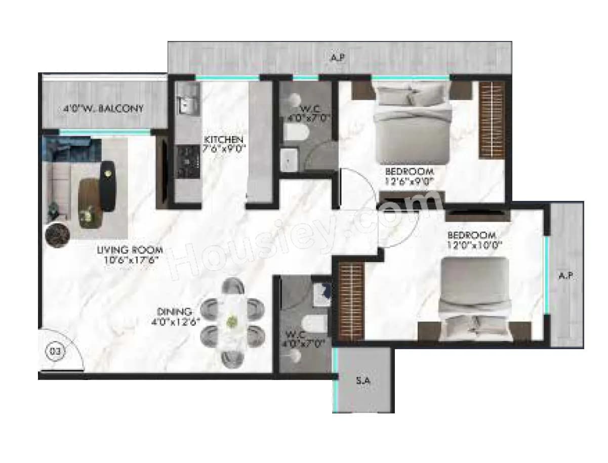 Unit plan - 650 sq.ft.