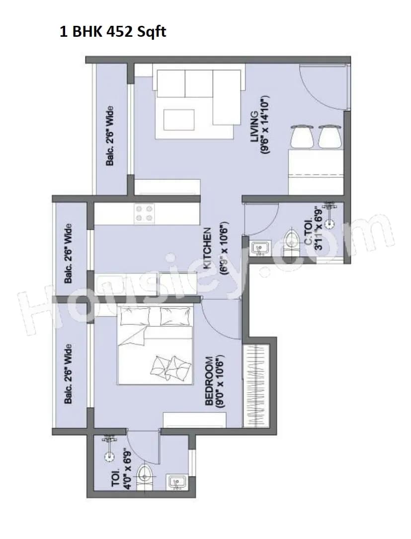 Unit plan - 452 sq.ft.