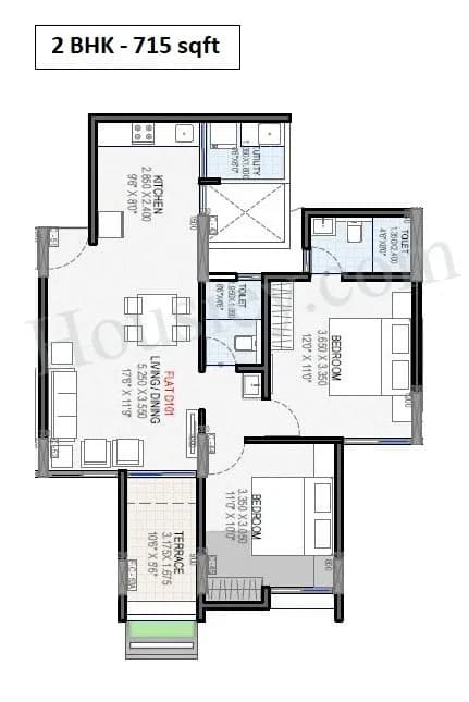 Unit plan - 715 sq.ft.