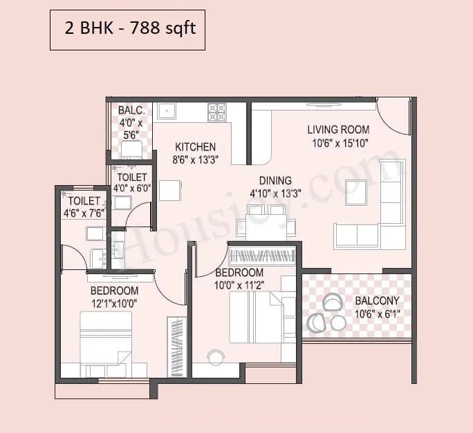 Unit plan - 788 sq.ft.