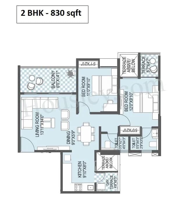 Unit plan - 830 sq.ft.