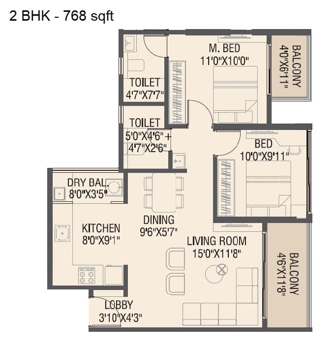 Unit plan - 768 sq.ft.