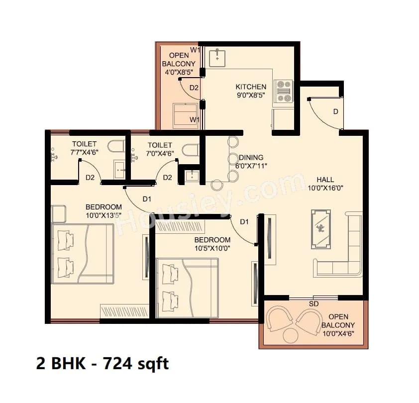 Unit plan - 724 sq.ft.