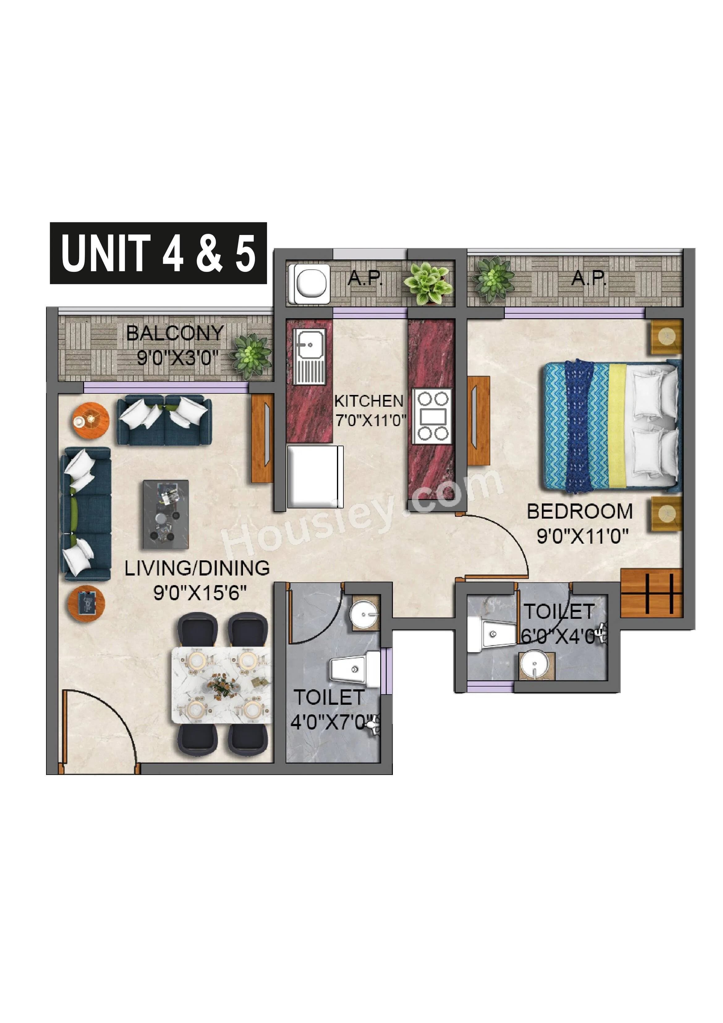 Unit plan - 451 sq.ft.