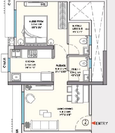 Unit plan - 413 sq.ft.