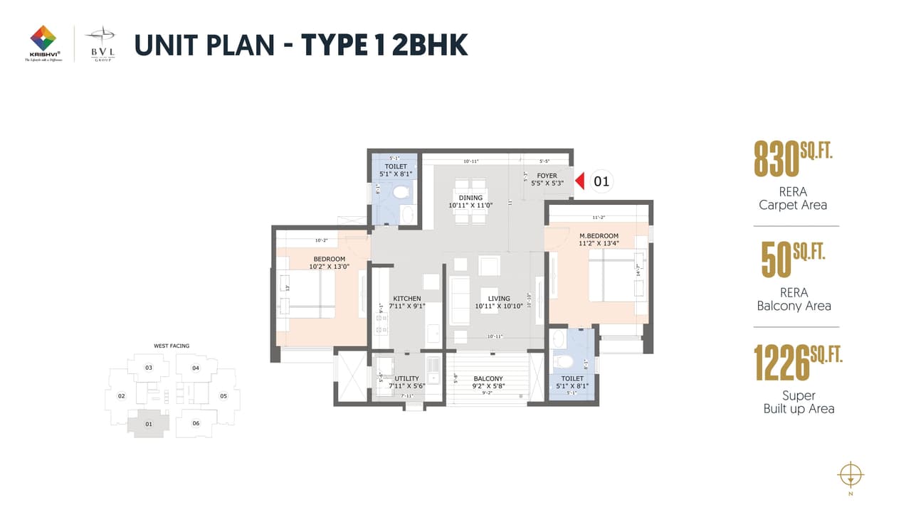 Unit plan - 830 sq.ft.