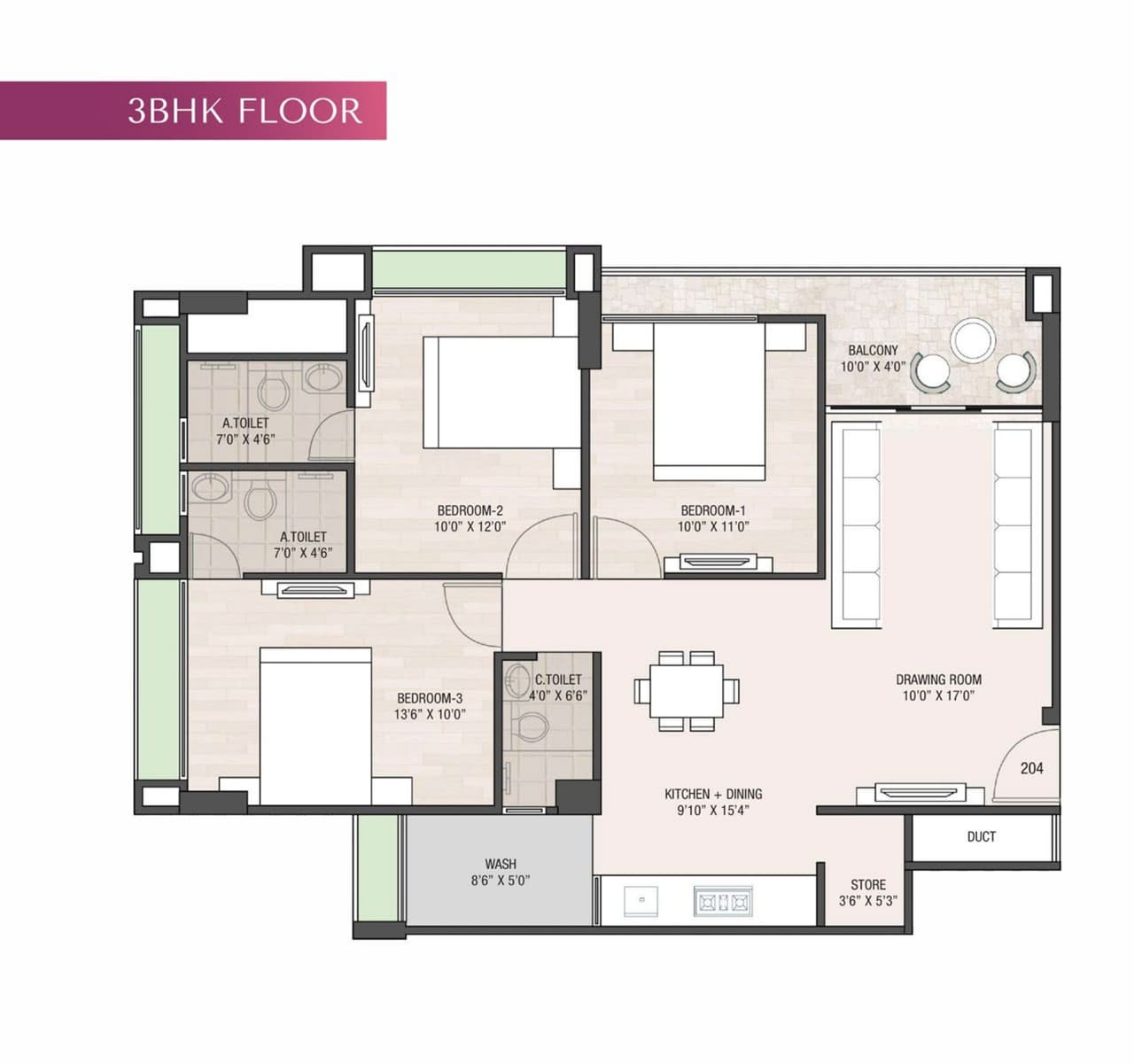 Unit plan - 963 sq.ft.