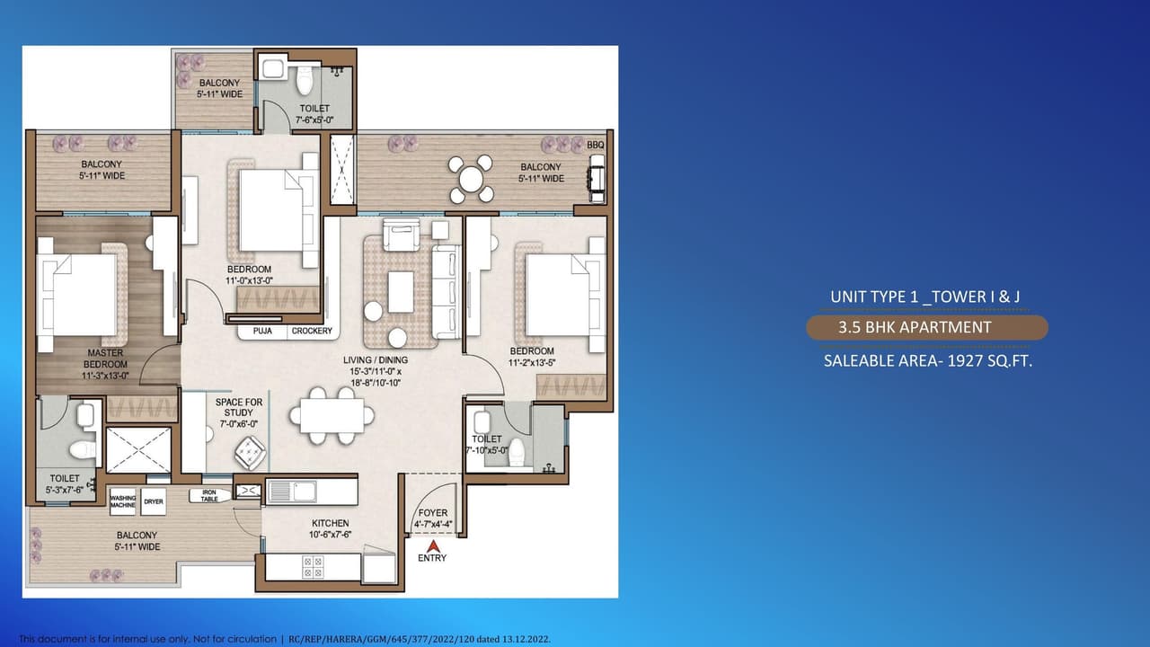 Unit plan - 1255 sq.ft.