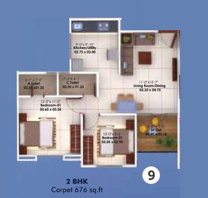 Unit plan - 676 sq.ft.