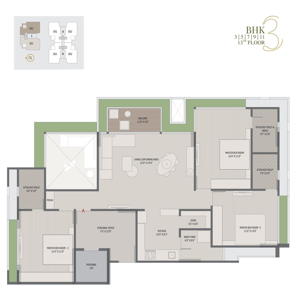 Unit plan - 1311 sq.ft.