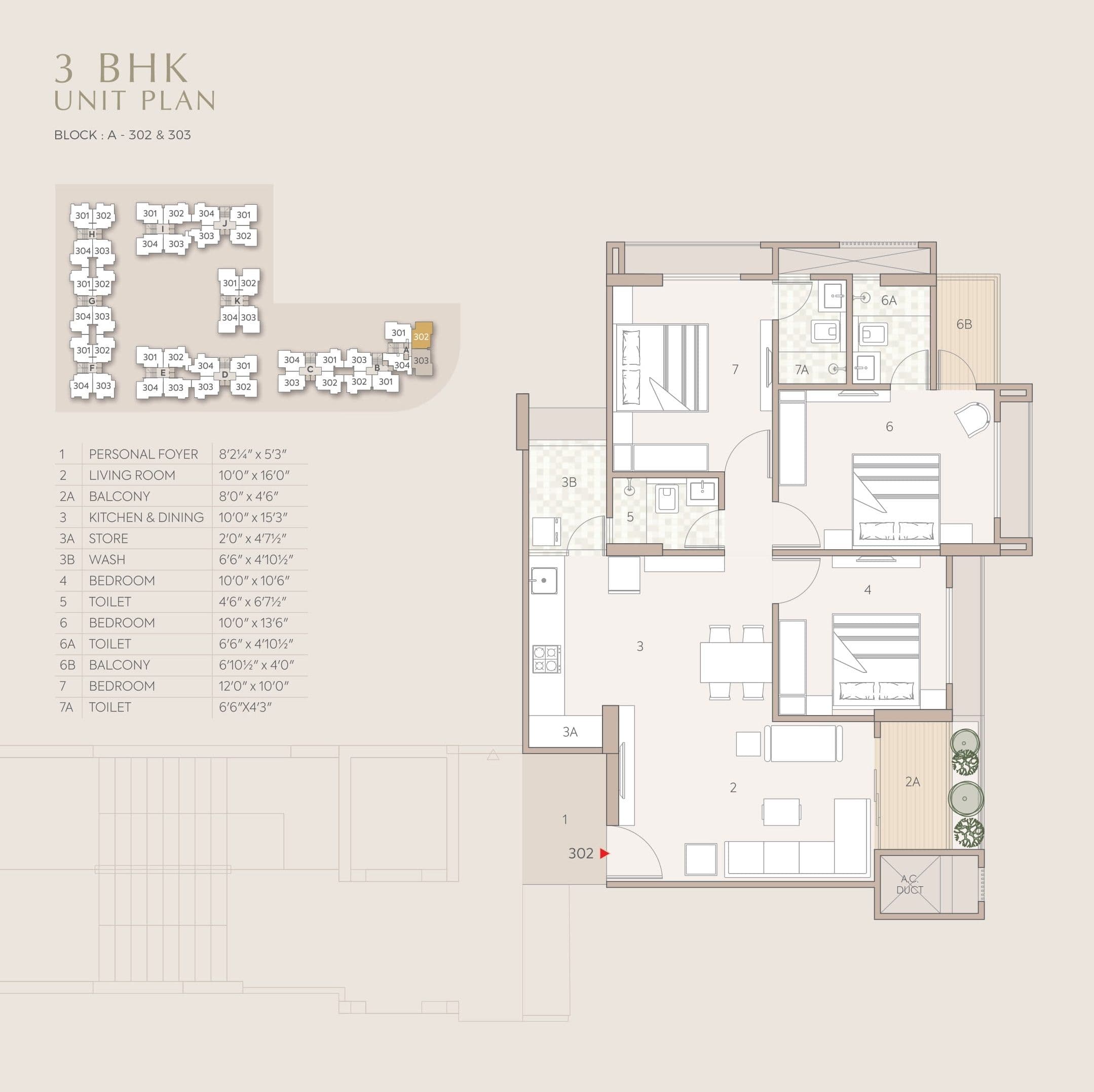Unit plan - 962 sq.ft.