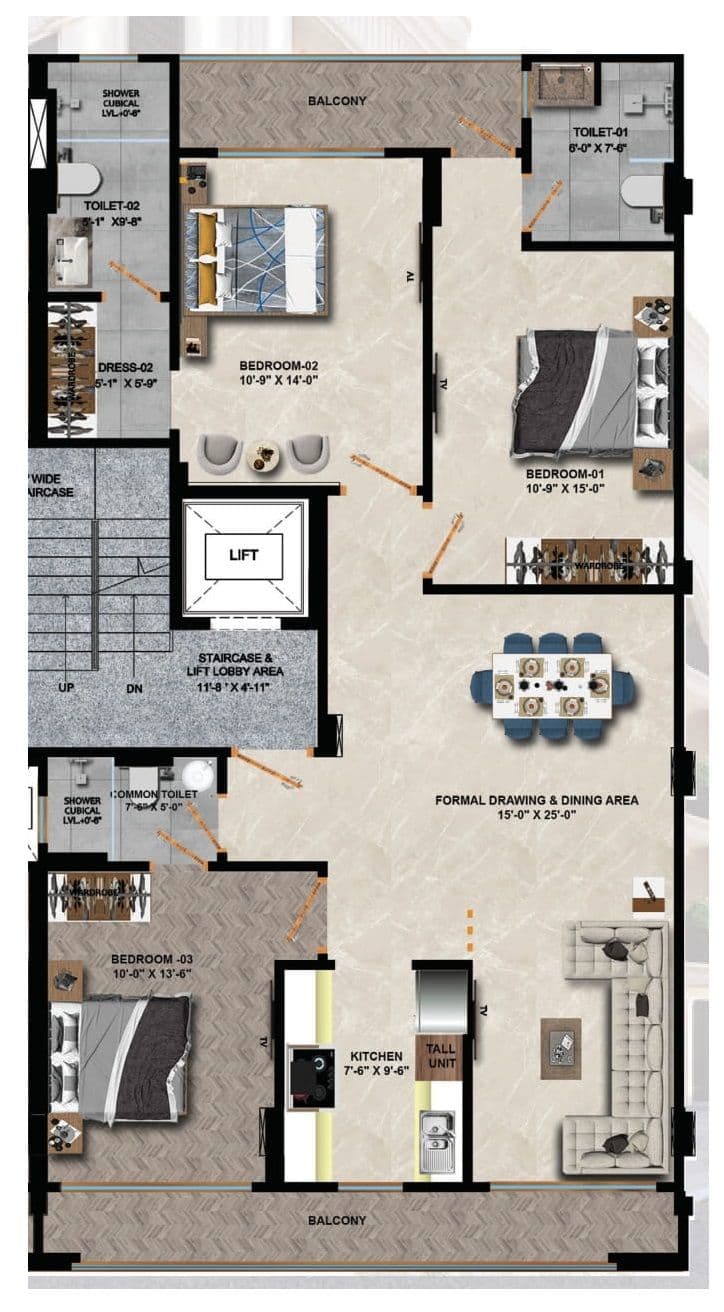 Unit plan - 1200 sq.ft.