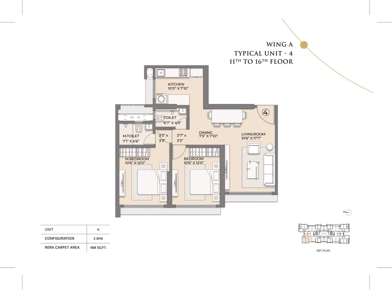 Unit plan - 688 sq.ft.