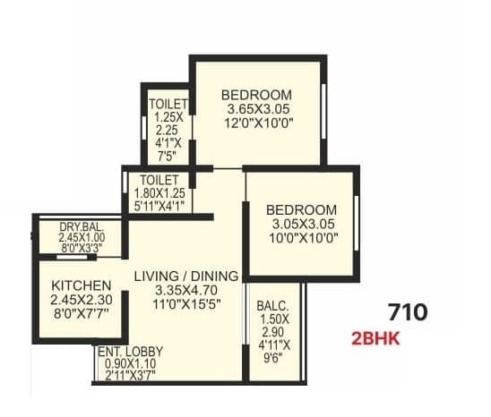 Unit plan - 631 sq.ft.
