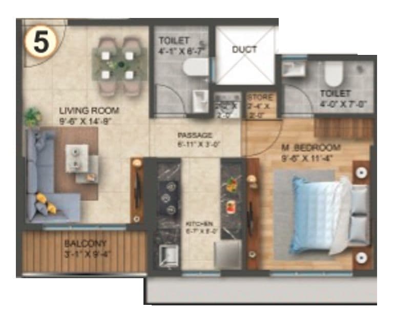 Unit plan - 459 sq.ft.