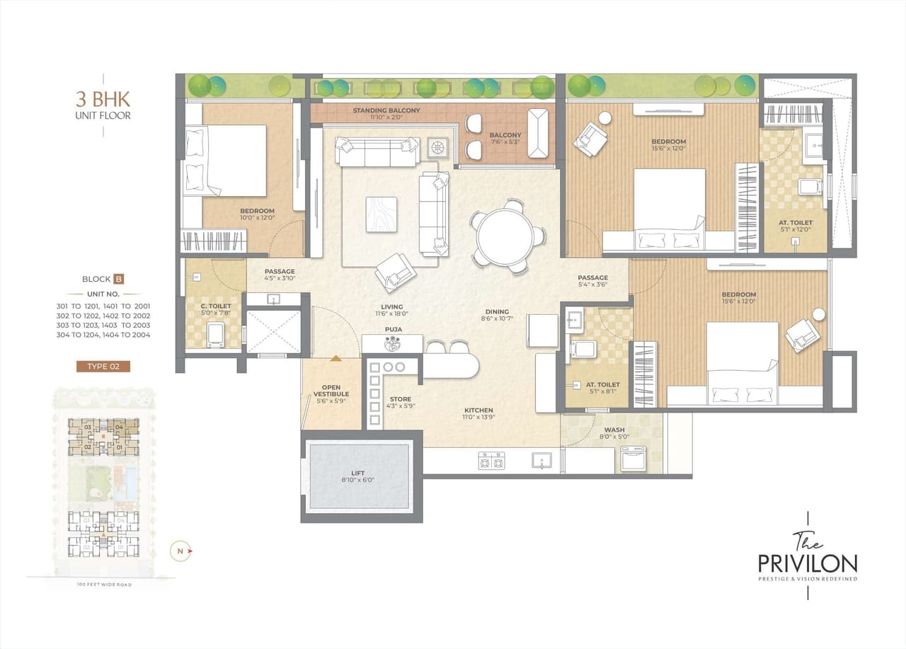 Unit plan - 1454 sq.ft.