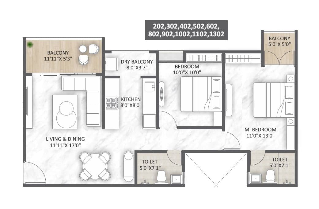 Unit plan - 841 sq.ft.