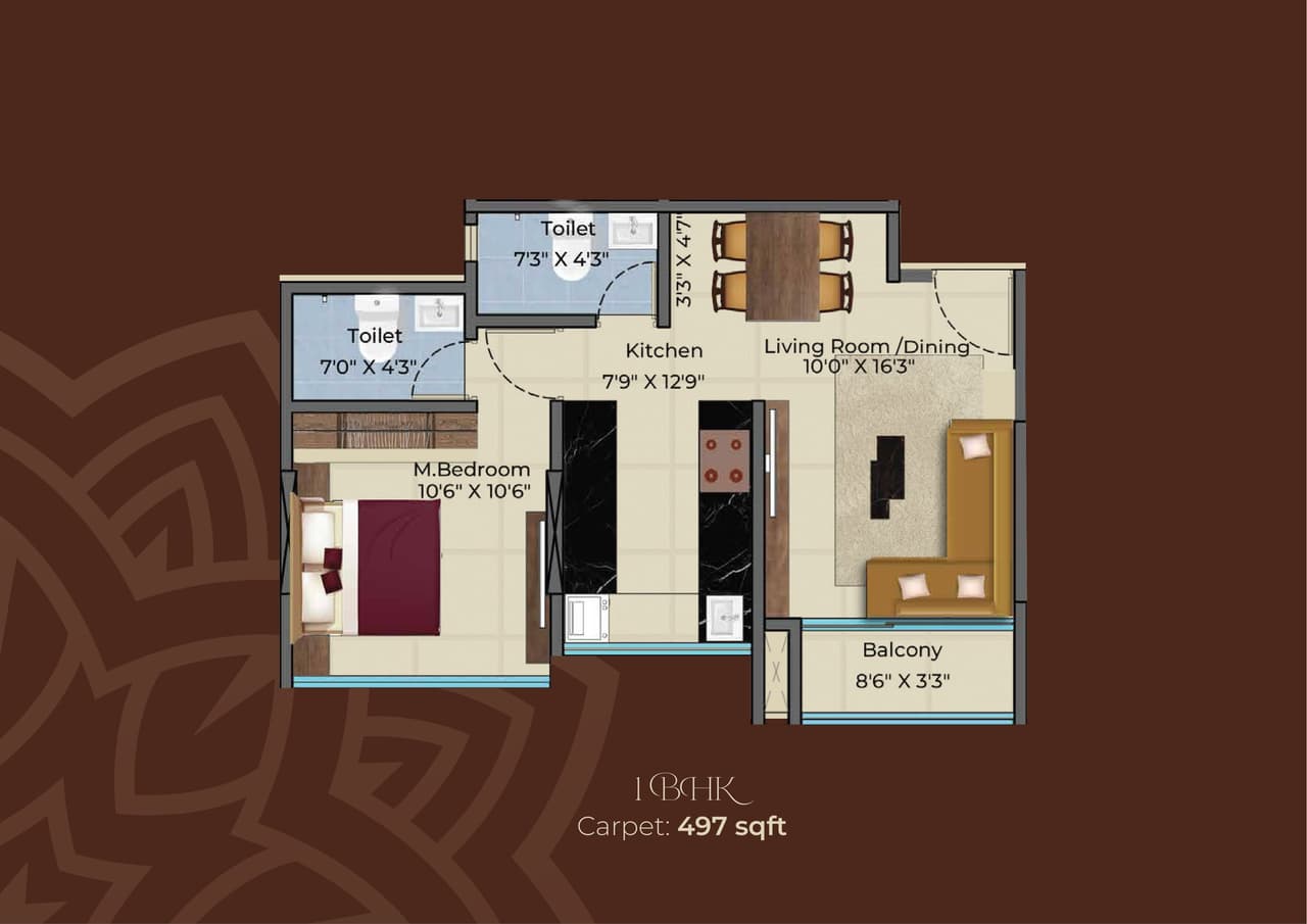 Unit plan - 497 sq.ft.