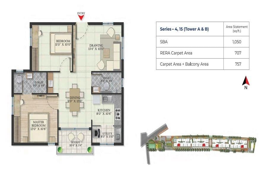 Unit plan - 707 sq.ft.