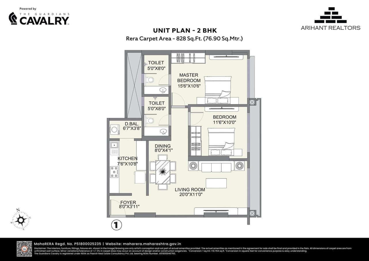 Unit plan - 828 sq.ft.
