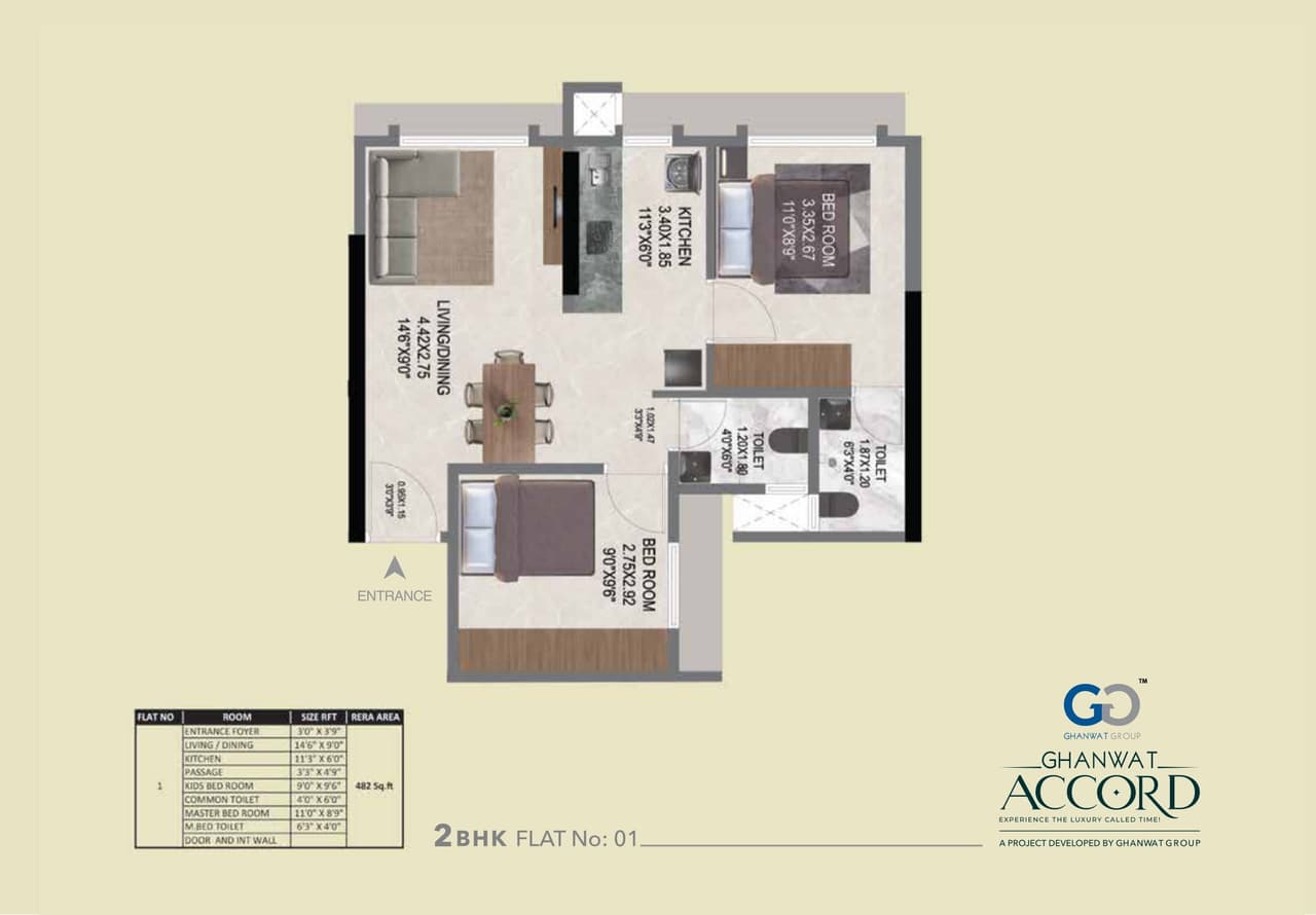 Unit plan - 482 sq.ft.