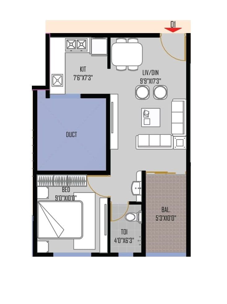 Unit plan - 421 sq.ft.