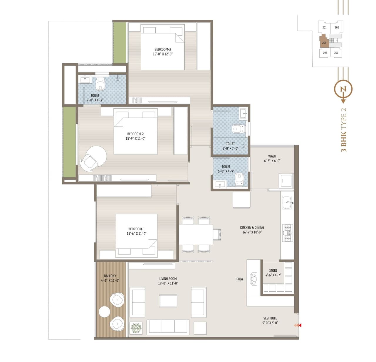 Unit plan - 1152 sq.ft.