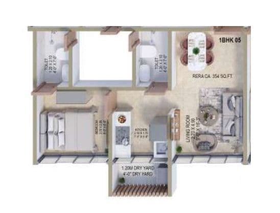 Unit plan - 354 sq.ft.