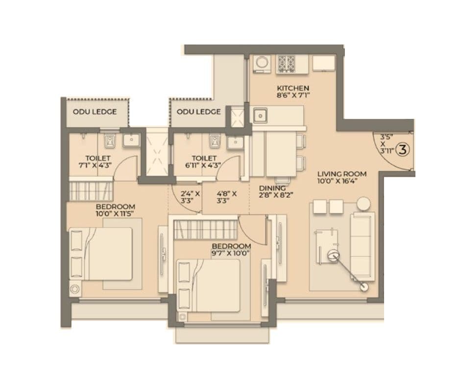 Unit plan - 582 sq.ft.