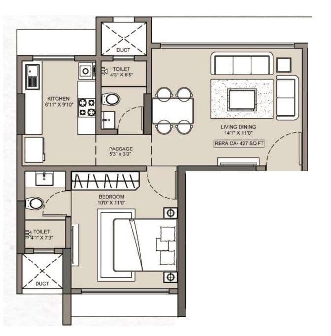 Unit plan - 427 sq.ft.