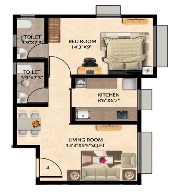 Unit plan - 403 sq.ft.