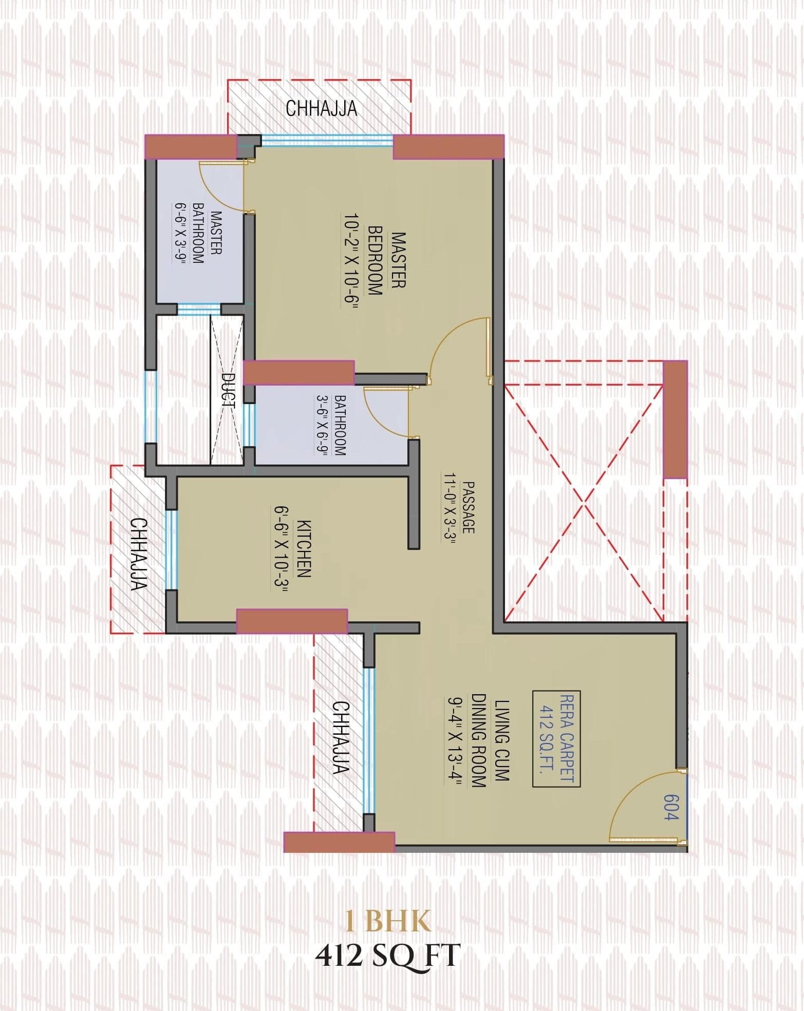 Unit plan - 412 sq.ft.