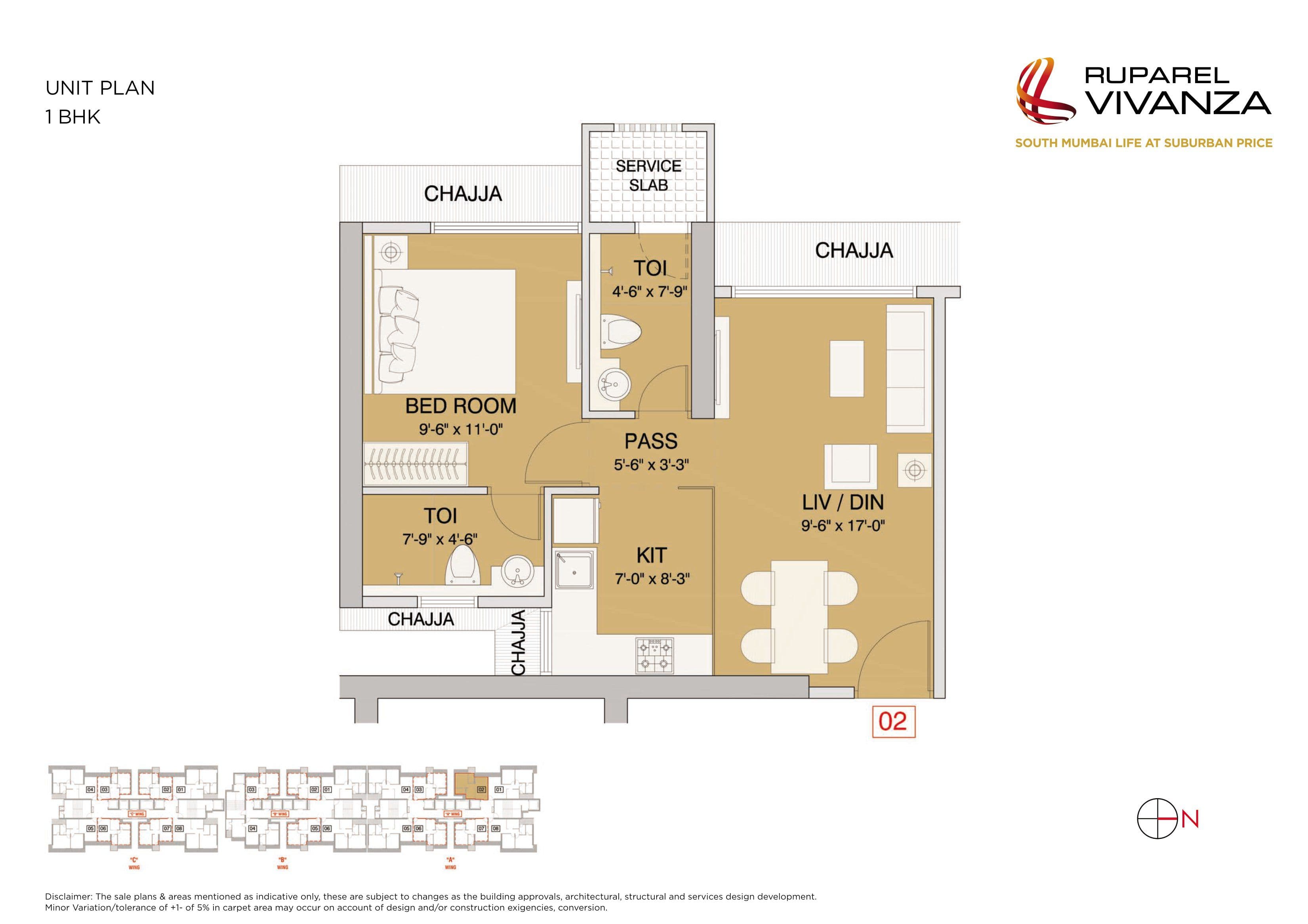 Unit plan - 430 sq.ft.