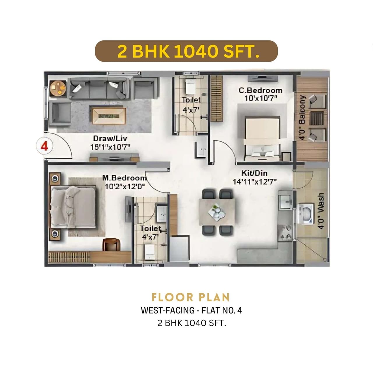 Unit plan - 728 sq.ft.