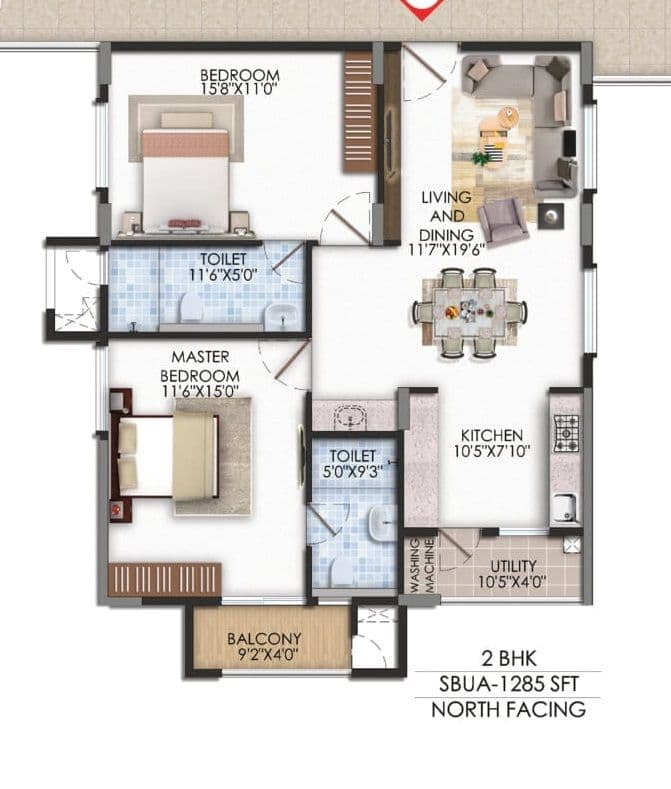 Unit plan - 899 sq.ft.