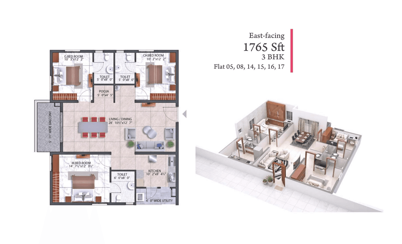 Unit plan - 1235 sq.ft.