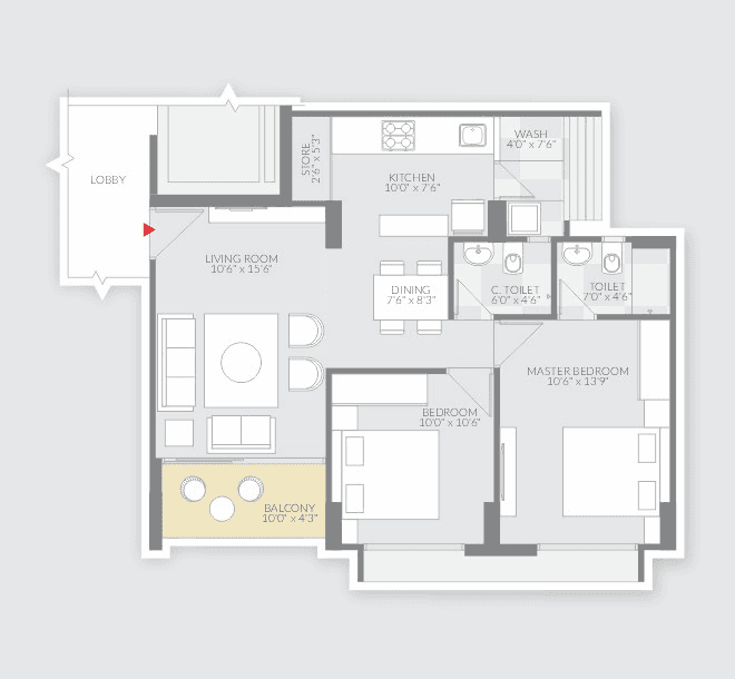 Unit plan - 707 sq.ft.