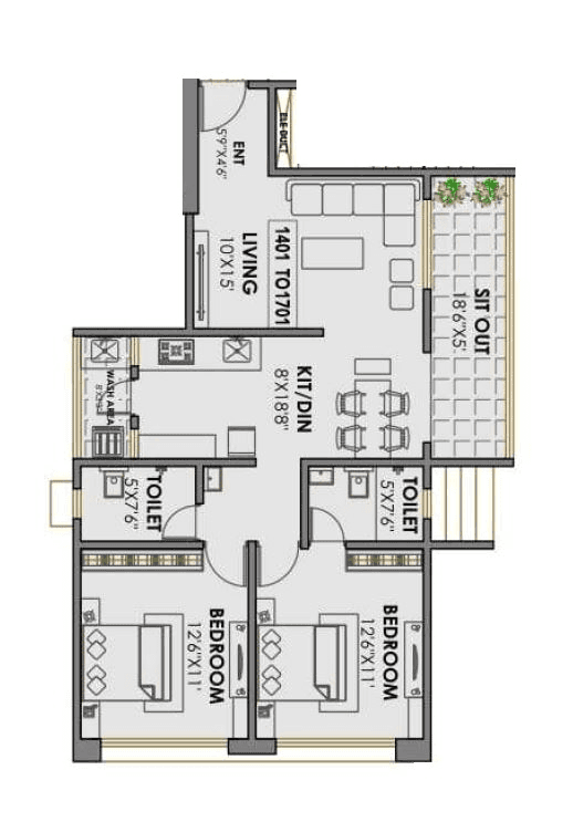 Unit plan - 880 sq.ft.