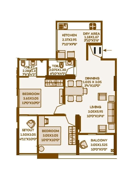 Unit plan - 761 sq.ft.