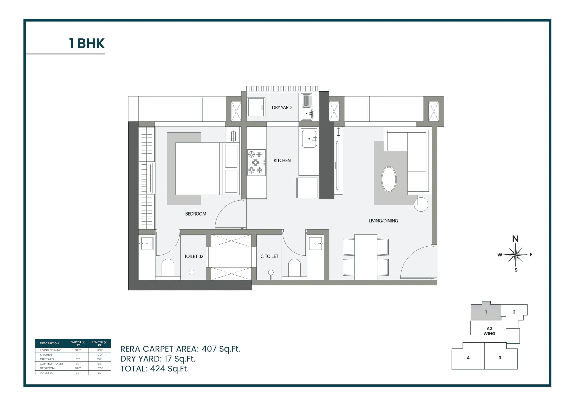 Unit plan - 424 sq.ft.