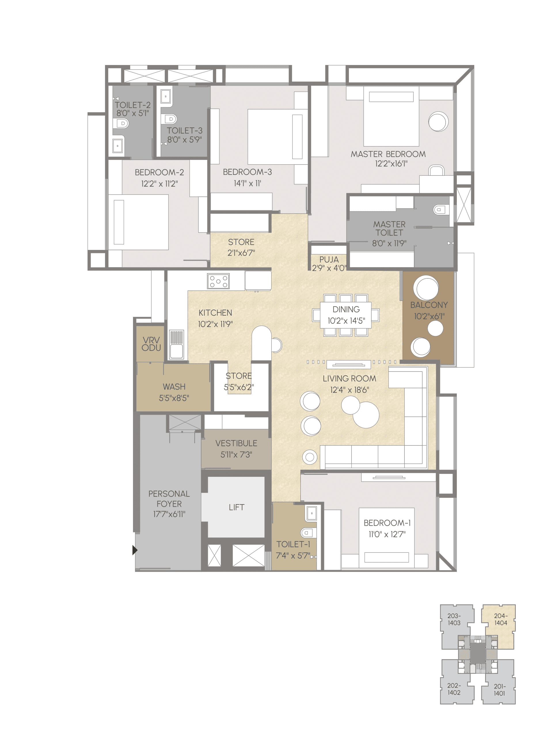 Unit plan - 1714 sq.ft.
