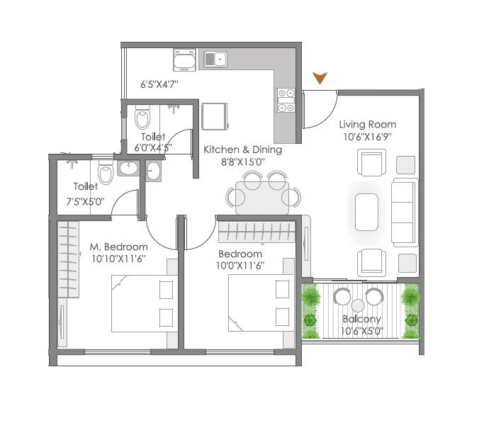 Unit plan - 743 sq.ft.