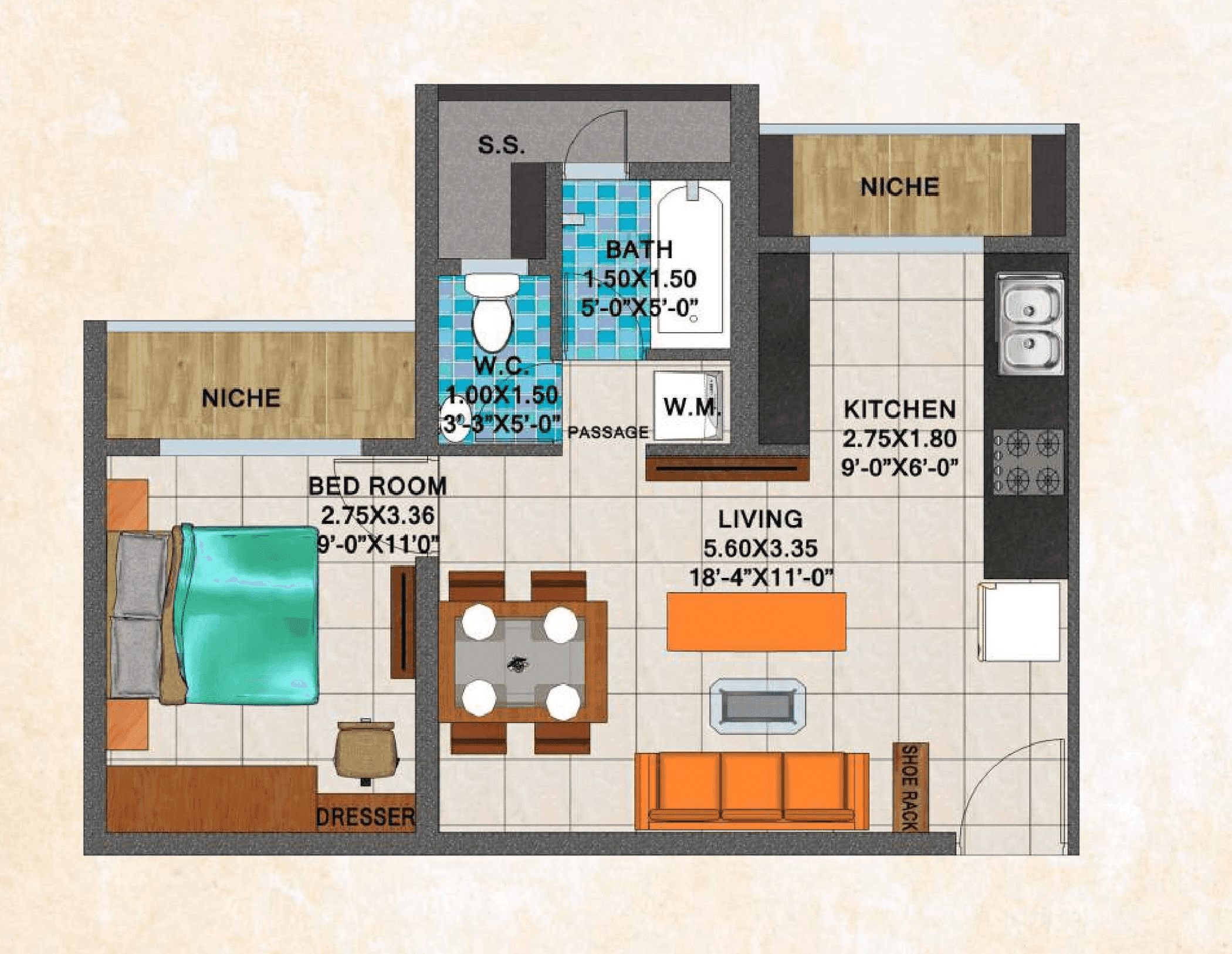Unit plan - 403 sq.ft.