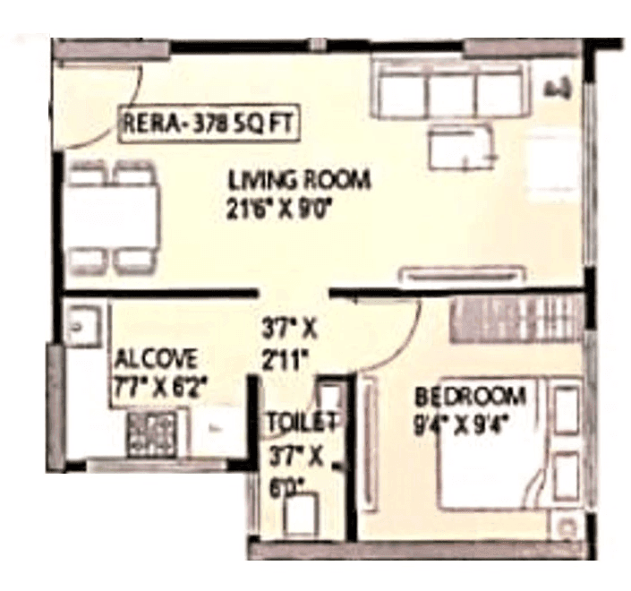 Unit plan - 378 sq.ft.