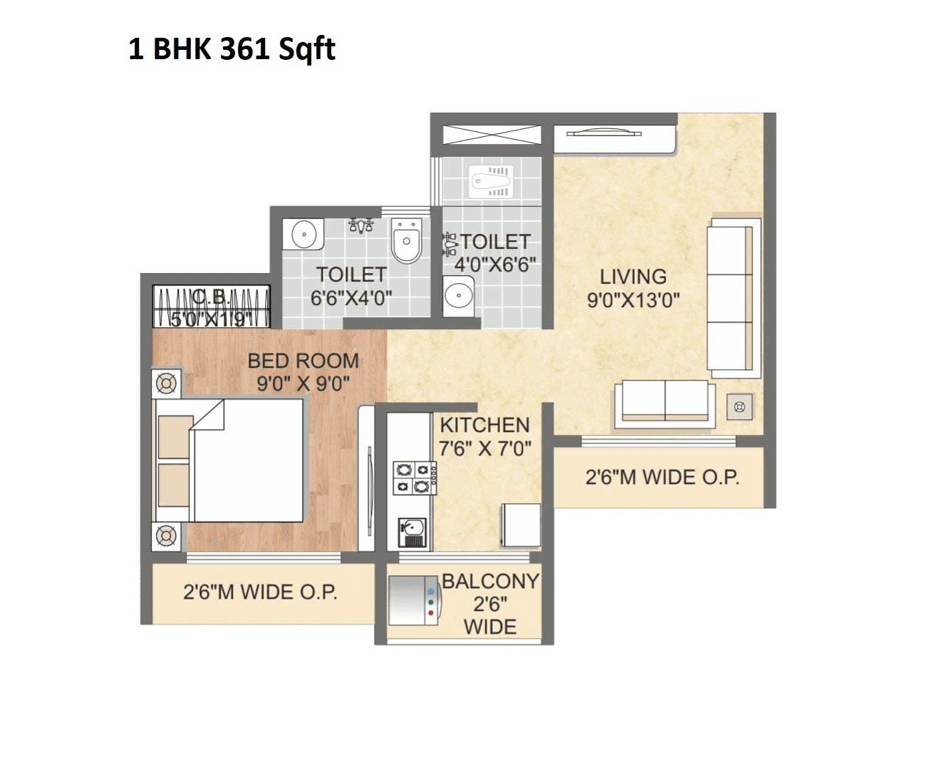 Unit plan - 361 sq.ft.